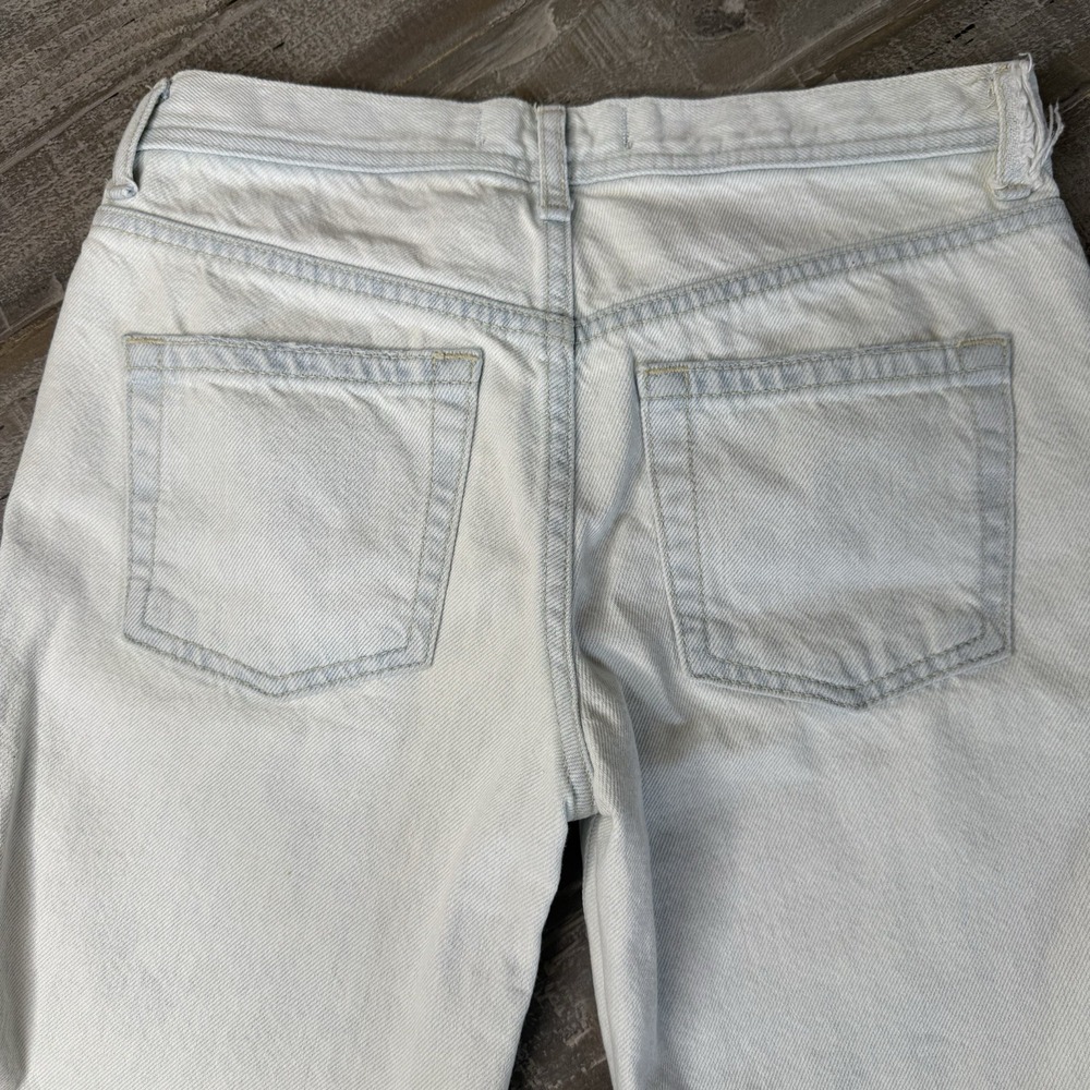 We The Free People Jeans Womens 24‎ Blue Denim Button Fly Distressed Fray Baggy - Picture 8 of 12